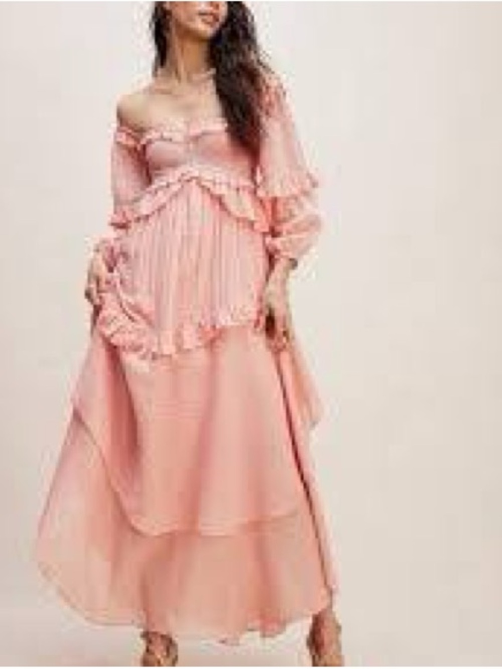 Spell Pink One-Shoulder Ruffle Maxi Dress